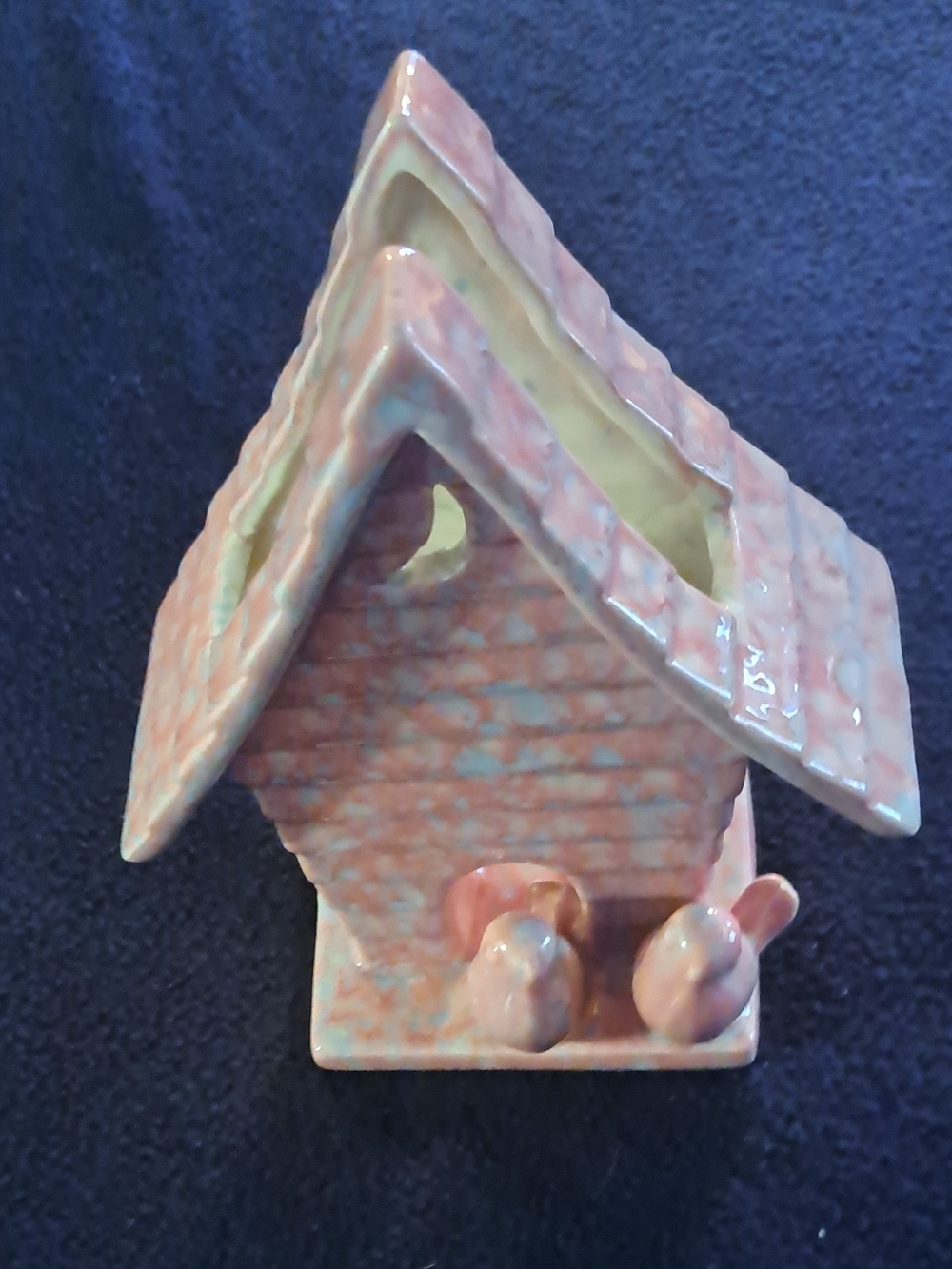 Vtg Haeger Birdhouse R287 Mauve Agate Pink Blue